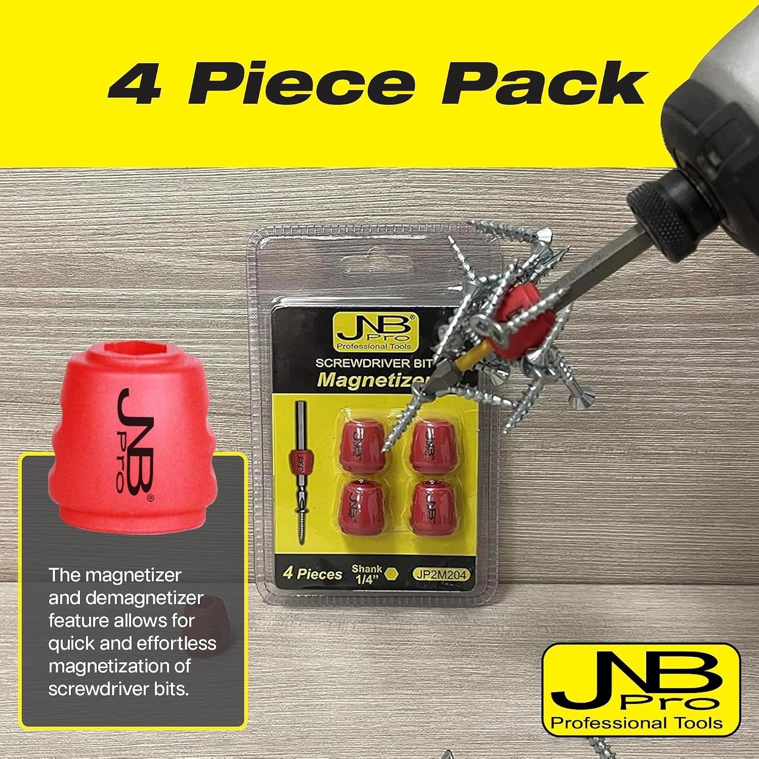 Enhanced Magnetic Screwdriver Bit Sleeve: 4-Pc Set for Carpentry & Metalworking