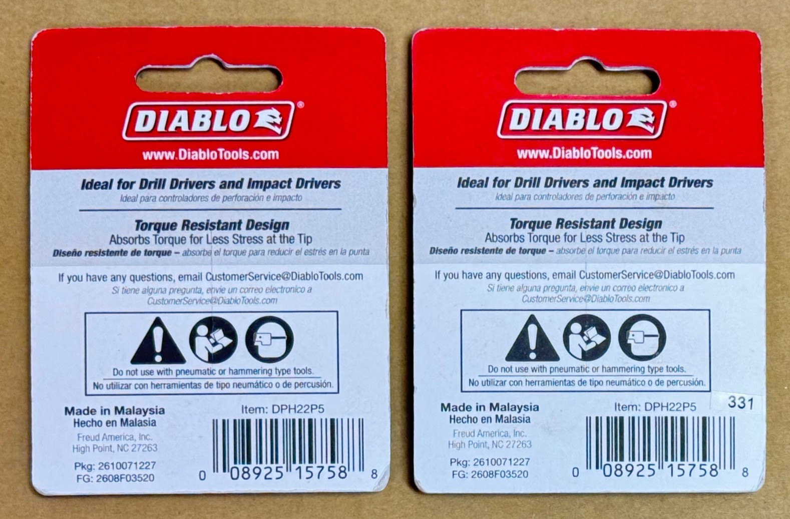 2-Pack New DIABLO DPH22P5 PHILLIPS Drive Bits PH2 x 2″ long ~ Free Shipping