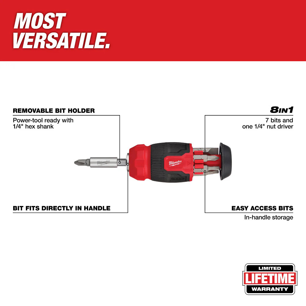 Milwaukee 48-22-2906 14-in-1 Ratcheting Screwdriver and 8-in-1 Screwdriver -2 PC