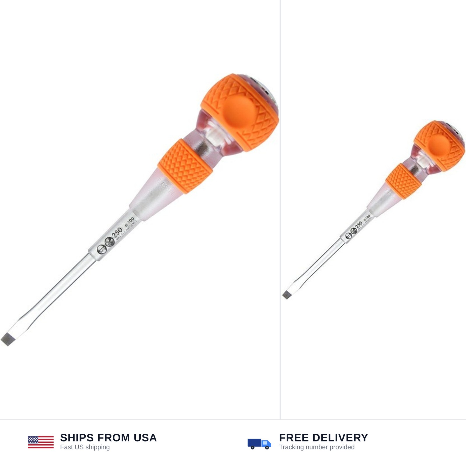 VESSEL Ball Grip Tang-Thru Screwdriver w/Ceramic Ball -6×100 (1/4″x4″) No.250…