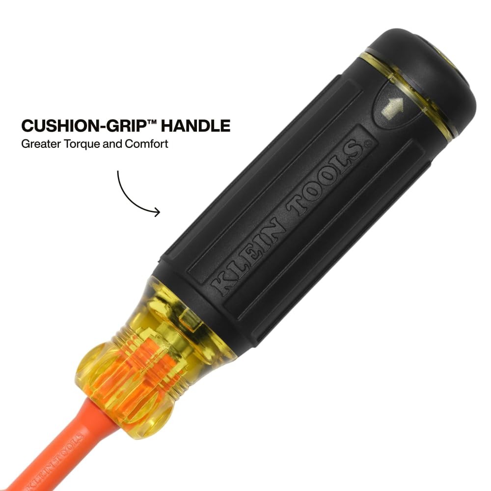 Klein Tools 32306INS 6-in-1 Insulated Multi-Bit Screwdriver, Orange/Black