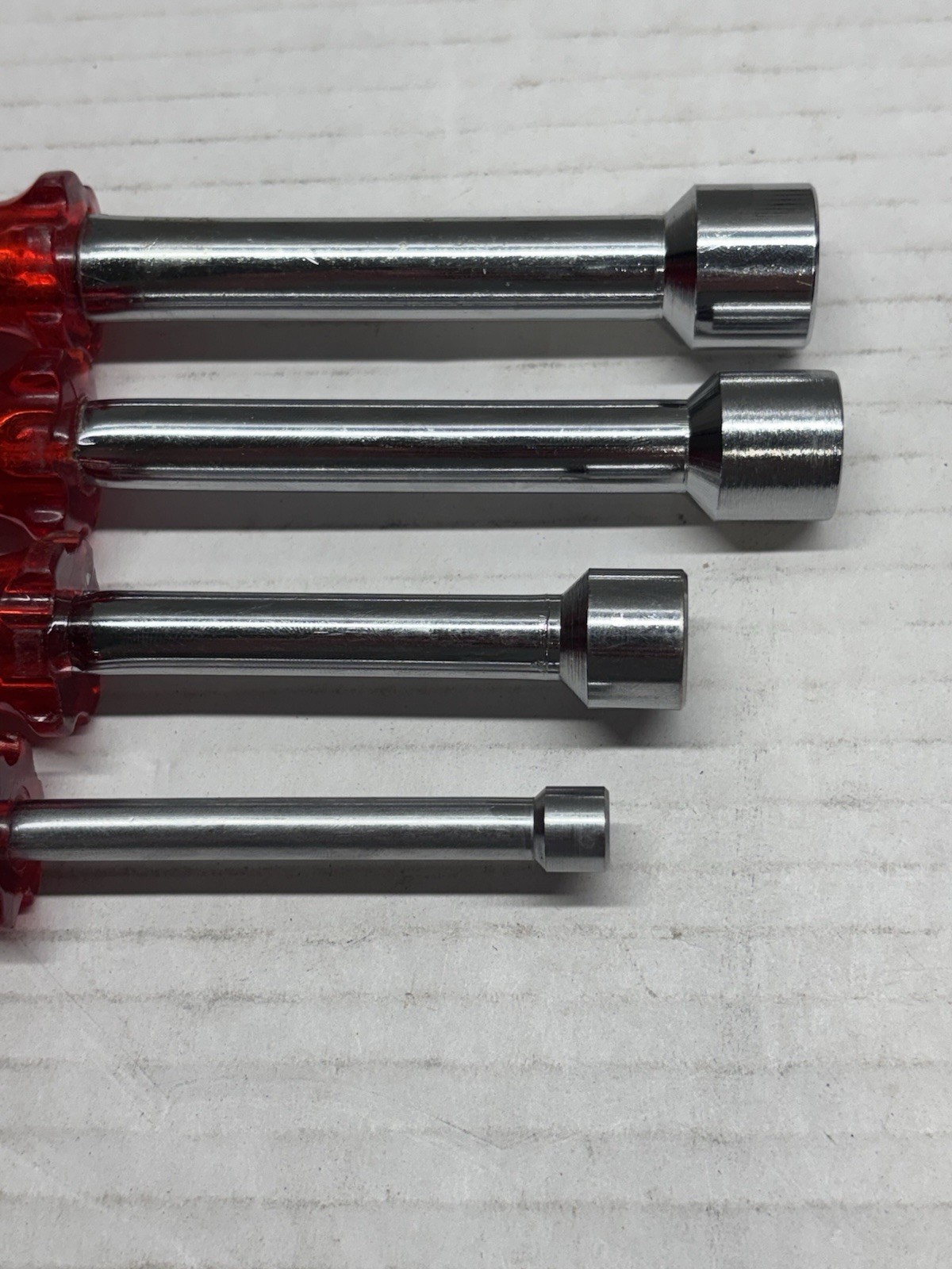 Vintage Vaco 4-Piece Nut Driver Set SAE Short Hollow Shank S-20, S-18, S-16, S-8