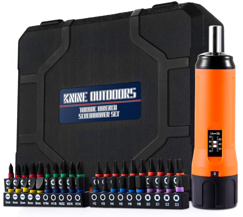 Torque Screwdriver Set 10–70 in-lbs, T-bar, 40 Bits, 1/4″ Socket, Extension