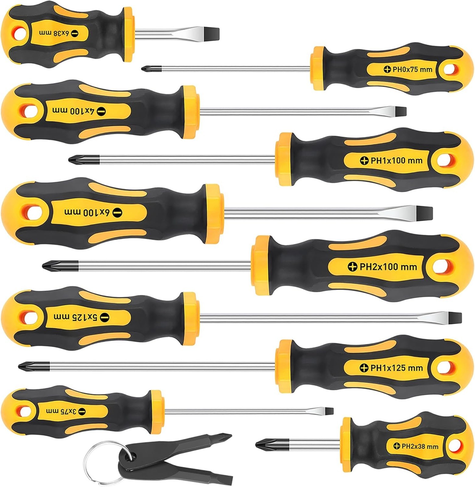 Magnetic Screwdriver Set 10 Pieces Chromium Vanadium Steel Tips Cushion Grip