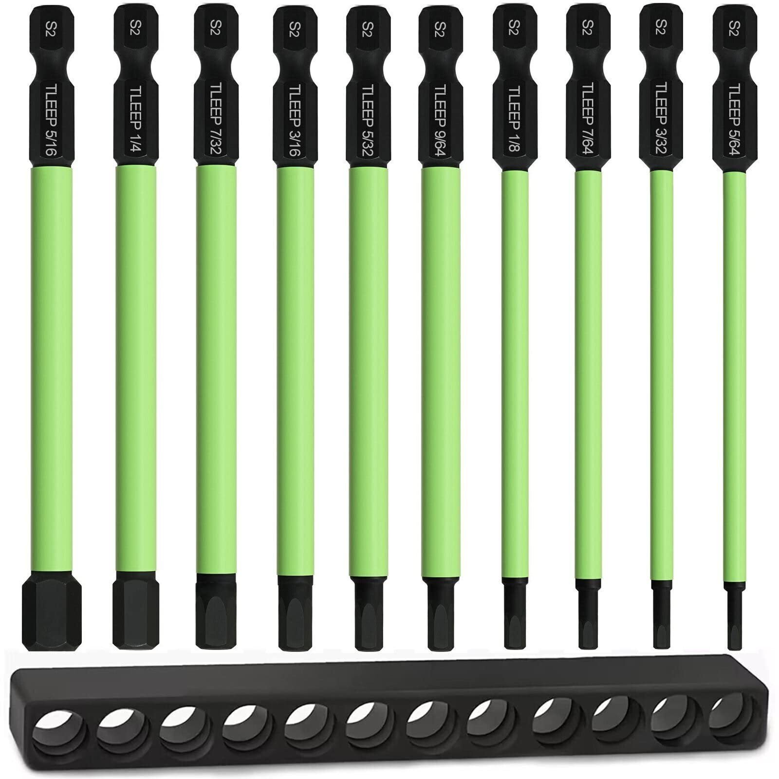 Sae 4″ Long 10 Pcs 1/4″ Hex Head Allen Wrench Drill Bits 5/64″ To 5/16″ Hex Key