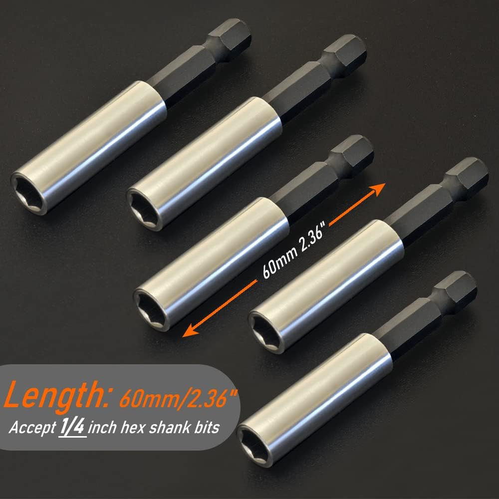 1/4″ Strong Magnetic Extension Bit Holder, 5 Pack Hex Shank Screwdriver Bit Driv