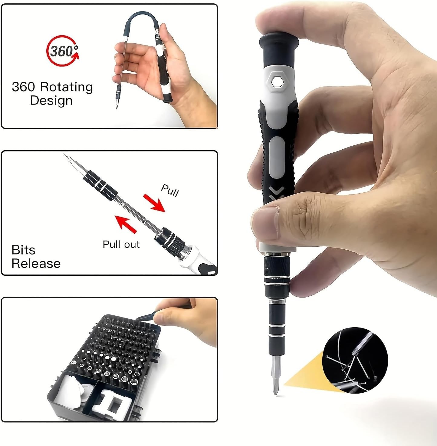 Magnetic Precision 115 in 1 Repair Screwdriver Set PC Phone Electronics Tool Kit