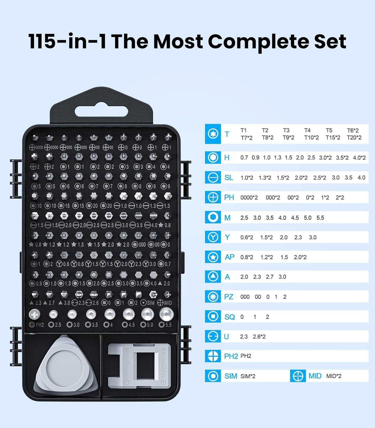 Magnetic Precision 115 in 1 Repair Screwdriver Set PC Phone Electronics Tool Kit