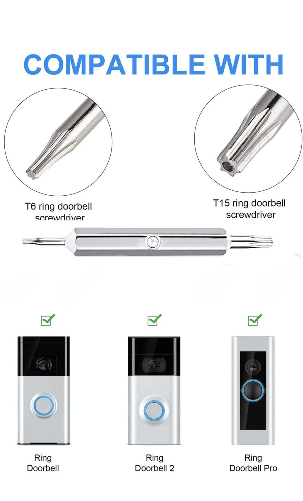 For Ring Blue Screwdriver Tool Torx Security Camera Doorbell Screws 1 2 3 4 Plus