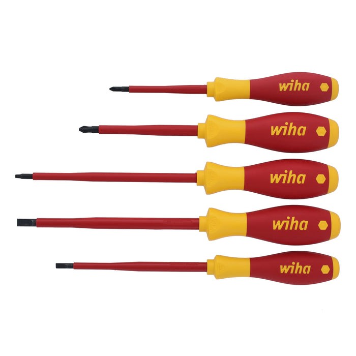 Wiha 5-Pc Slotted, Phillips, Square Insulated SoftFinish Screwdriver Set (32059)