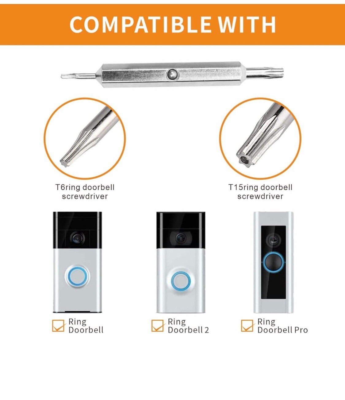 For Ring Doorbell Replacement Security Screws & Screwdriver Kit Fits Gen 1 2 3 4