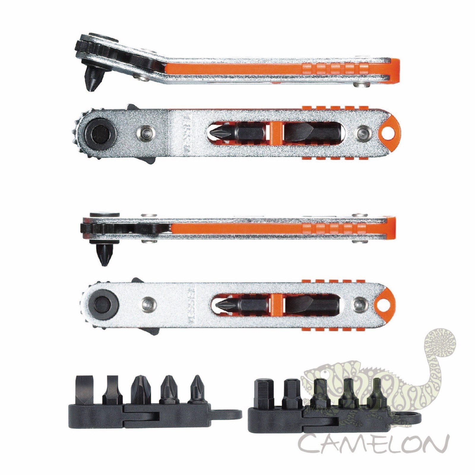 VESSEL “PETA-RACHE” Flat-sharped Ratchet Screwdriver Straight Bent-Up Taiwan