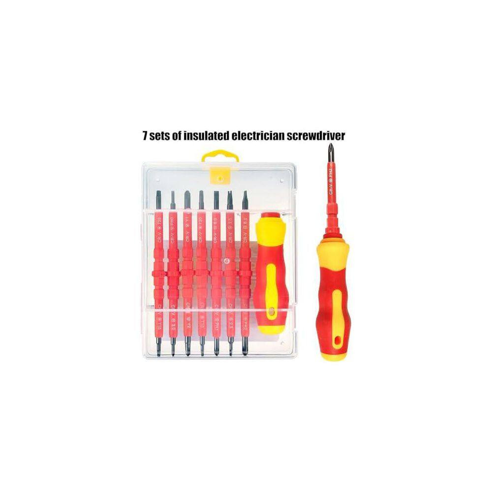 14 In. Shank 40 Bit Red Insulated Magnetic Screwdriver Set Multifunctional Inter