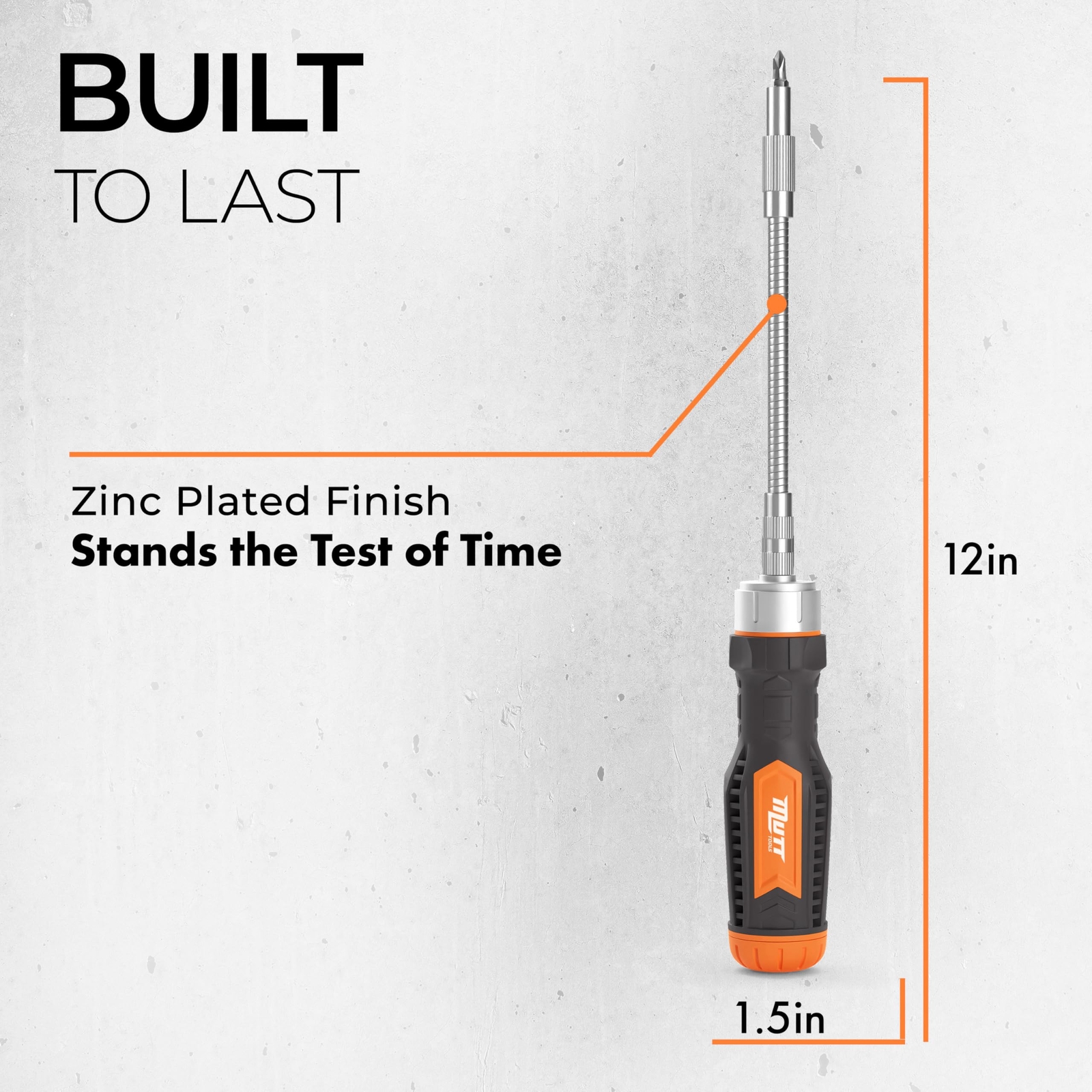 Mutt Tools 12 In 1 Ratcheting Flexible Screwdriver For Tight Spaces “ Flexible S