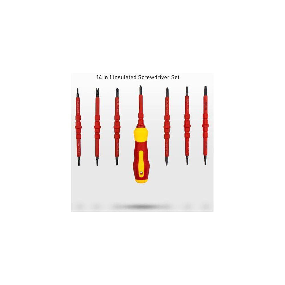 14 In. Shank 40 Bit Red Insulated Magnetic Screwdriver Set Multifunctional Inter