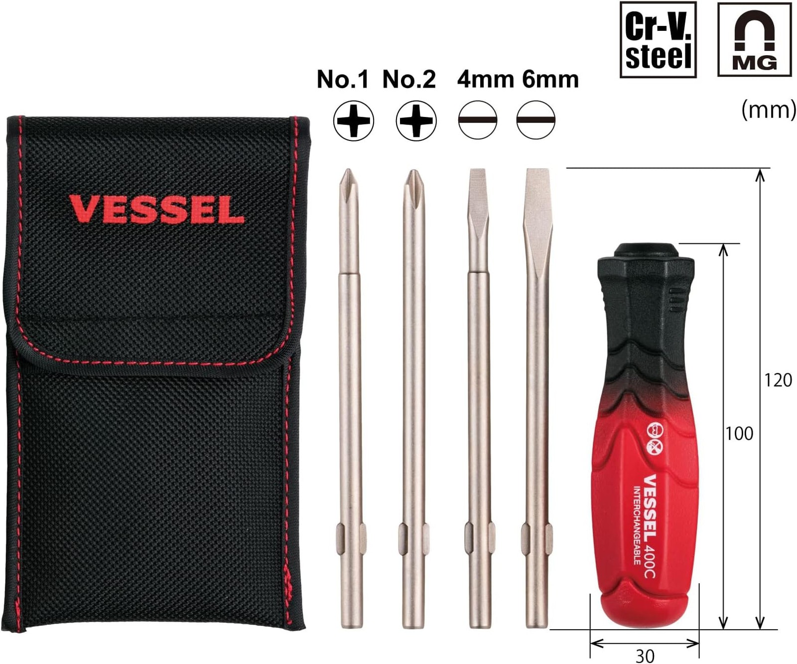 Vessel TD-2100 Dual Tone Replacement Screwdriver (Set of 4)