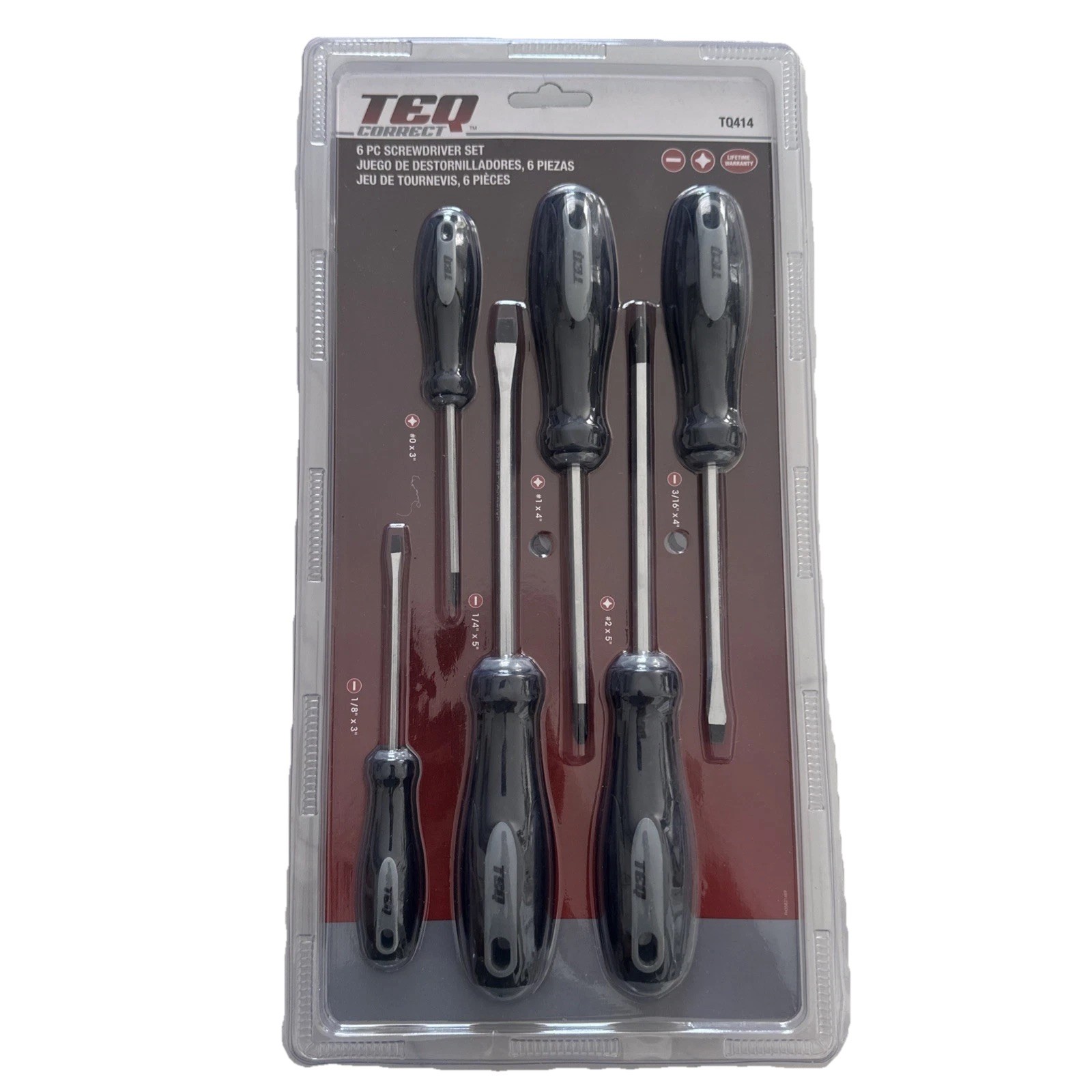 TEQ Correct – 6 Pc Screwdriver Set – TQ414 Slotted Flathead Phillips New