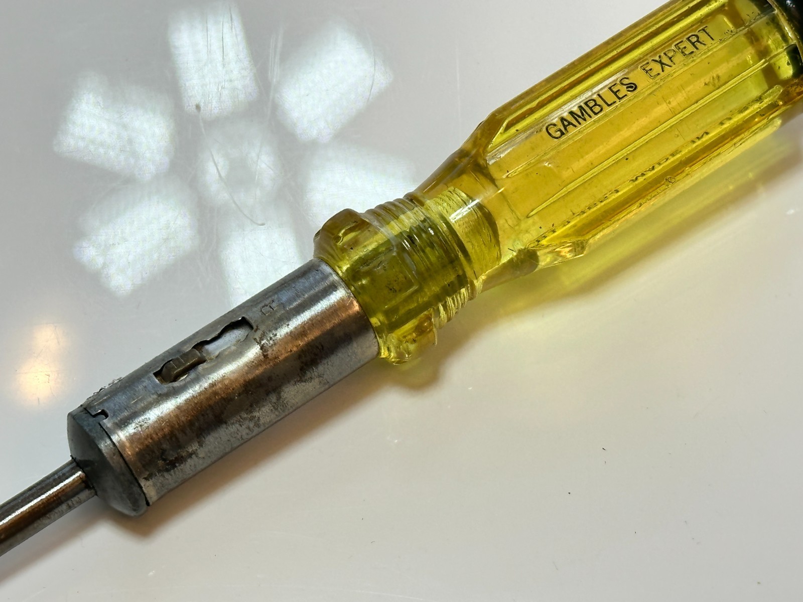 GAMBLES EXPERT USA Made RARE B13-4654 Clear Amber Handle Ratcheting Screwdriver