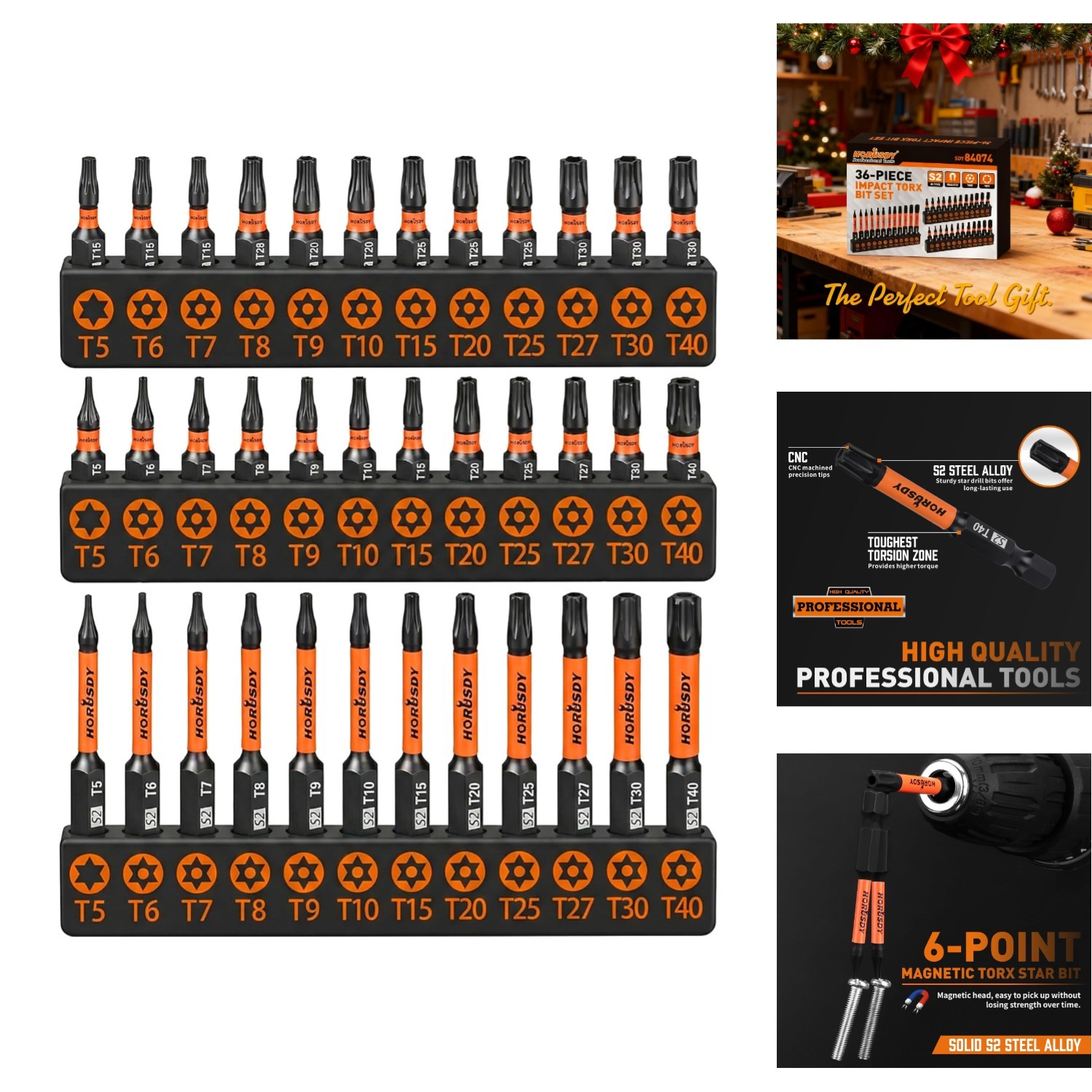 36pc Security Torx Bit Set Tamper Proof Star Impact Driver Screwdriver S2 Steel
