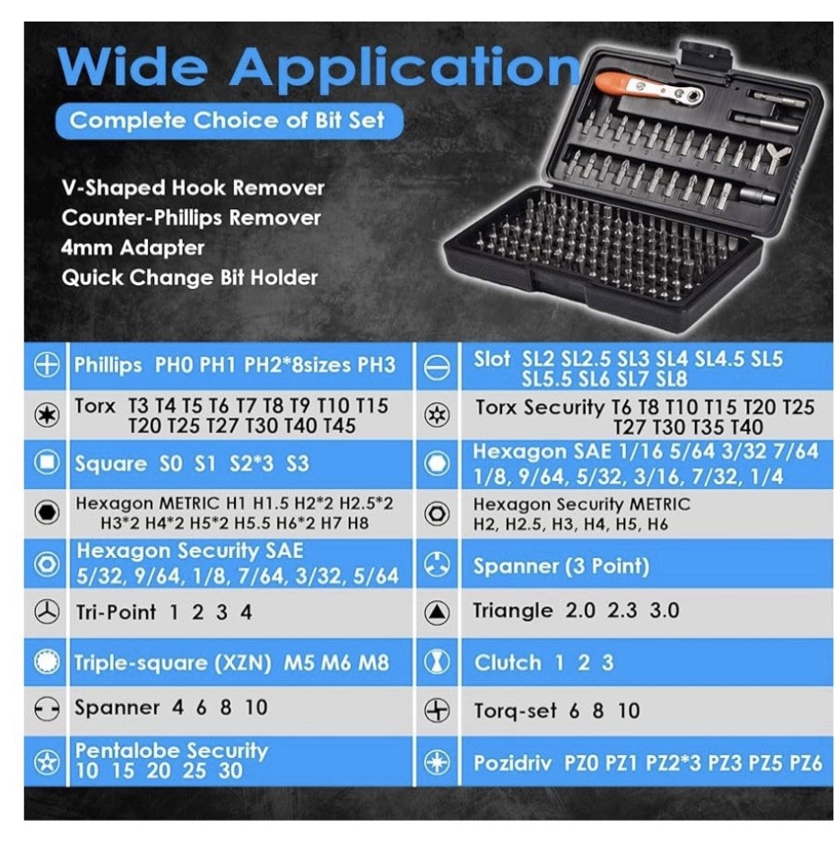 133in1 Mini Ratchet Wrench Screwdriver Bit Set with 1/4″ Hex Shank