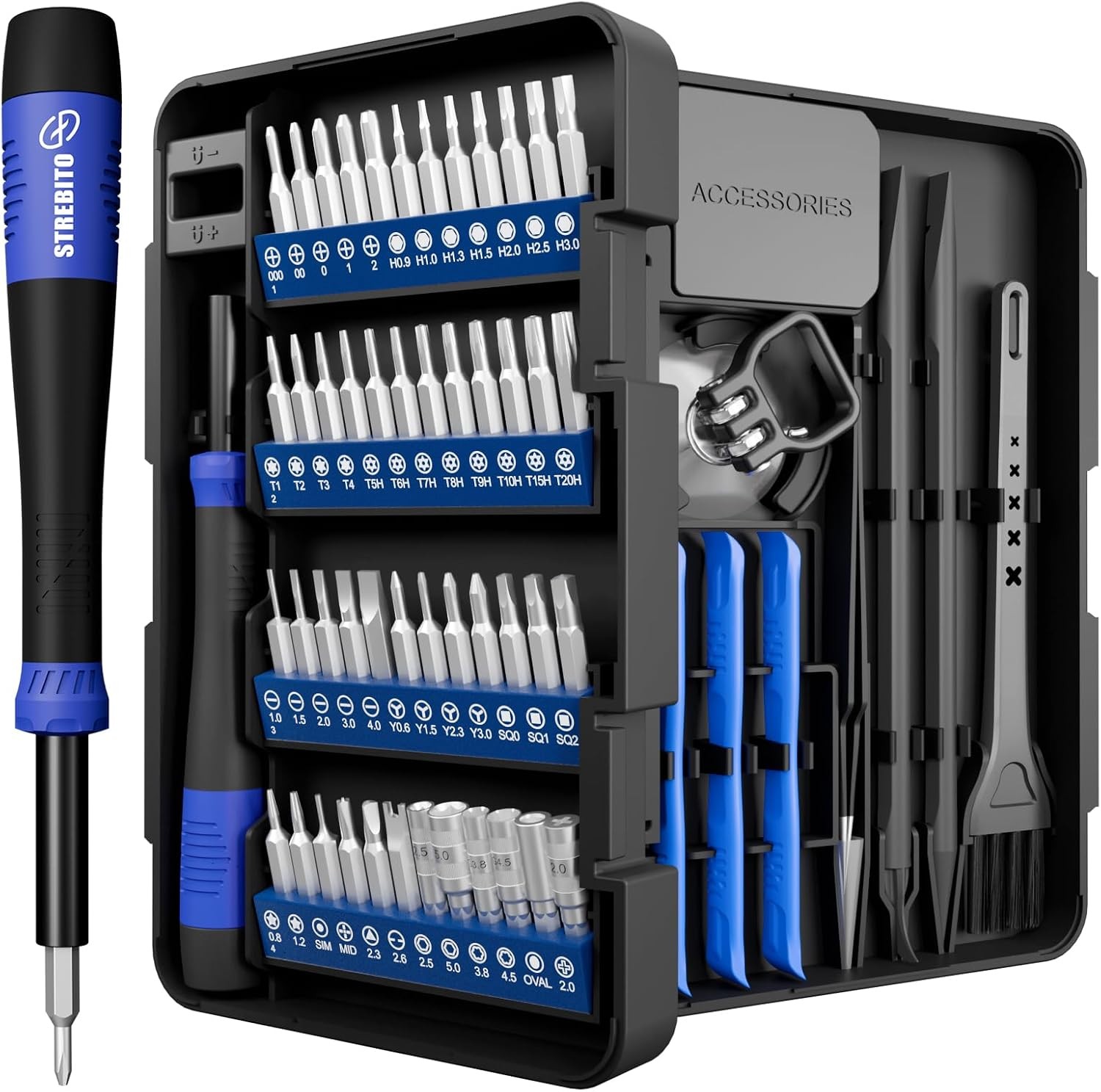 Small Precision Screwdriver Set 64-piece with Torx, Triwing, Pentalobe,