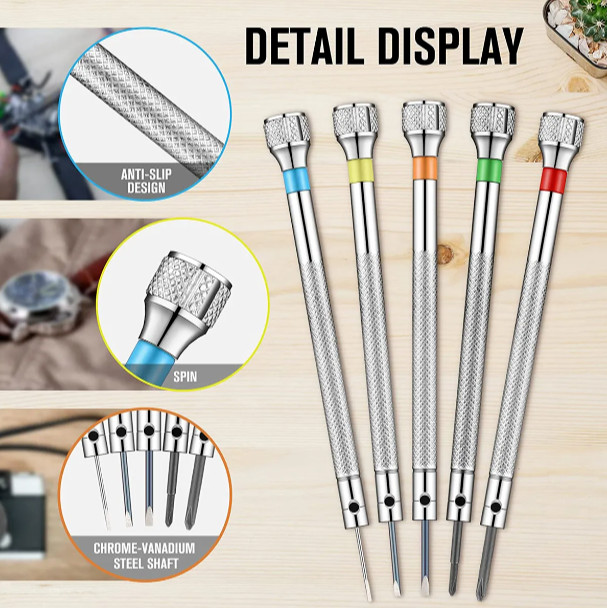 Precision Screwdriver Set for Eyeglasses Sunglasses Jewelry Repair 0.6-2.0mm