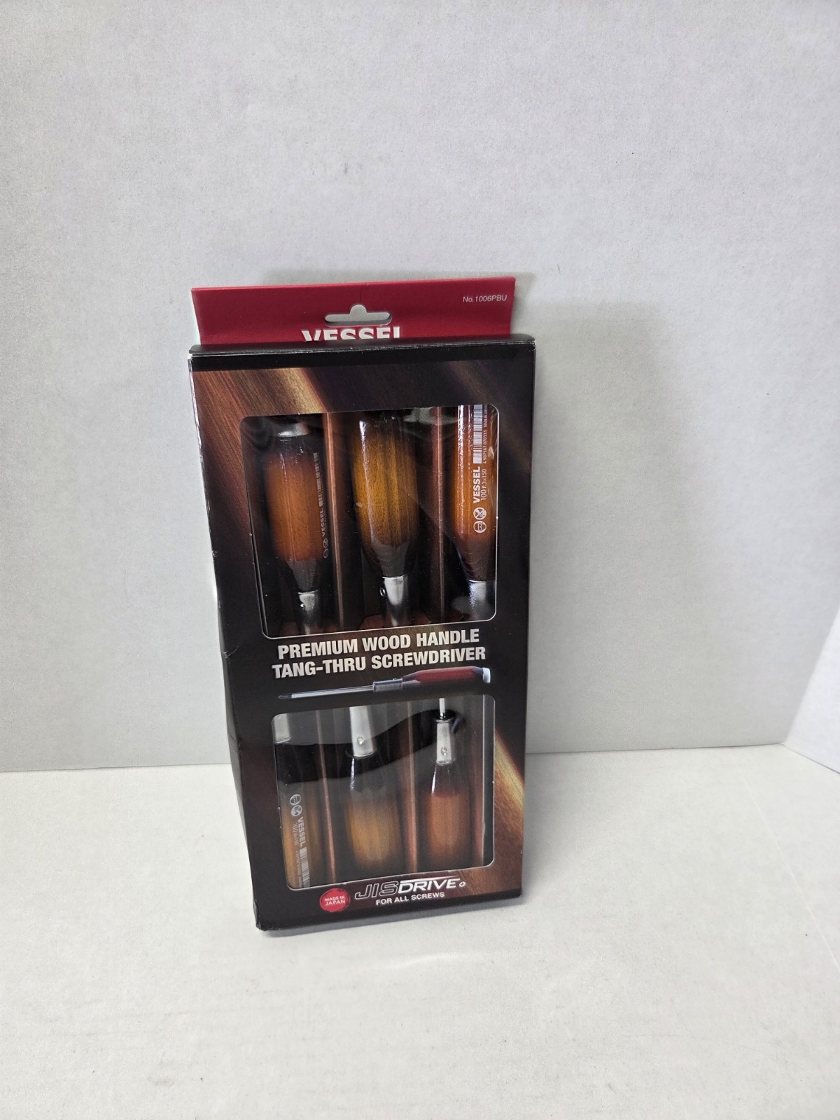 VESSEL 100 Phillips flat screwdriver 6-piece set Tang Thru JIS wood handle Japan