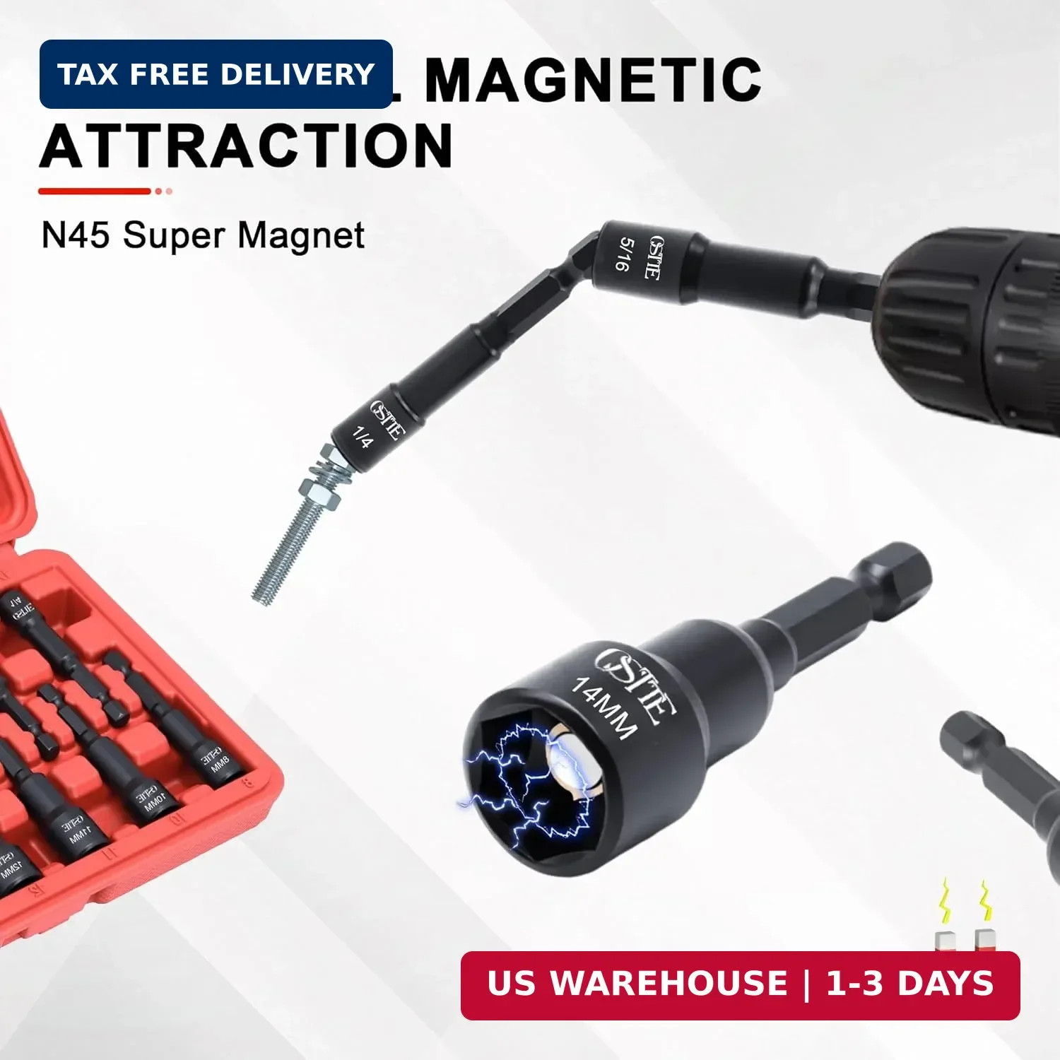 12 PCS Magnetic Nut Driver Set Metric SAE 1/4 Hex Impact Sockets
