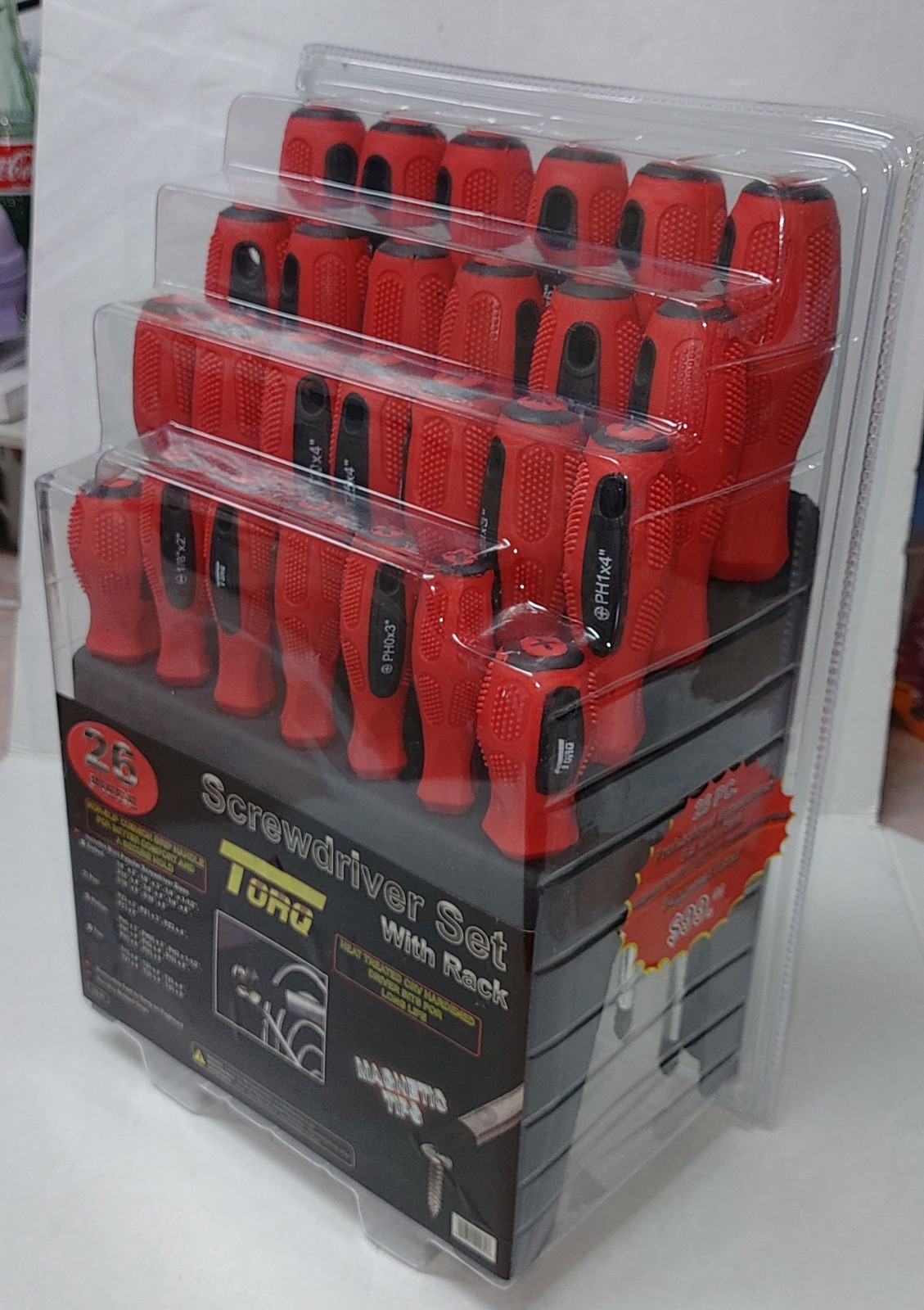 Screwdriver Set w/ Stand 26 Piece Non-Slip Cushion Handle and Magnetic Tips NIB
