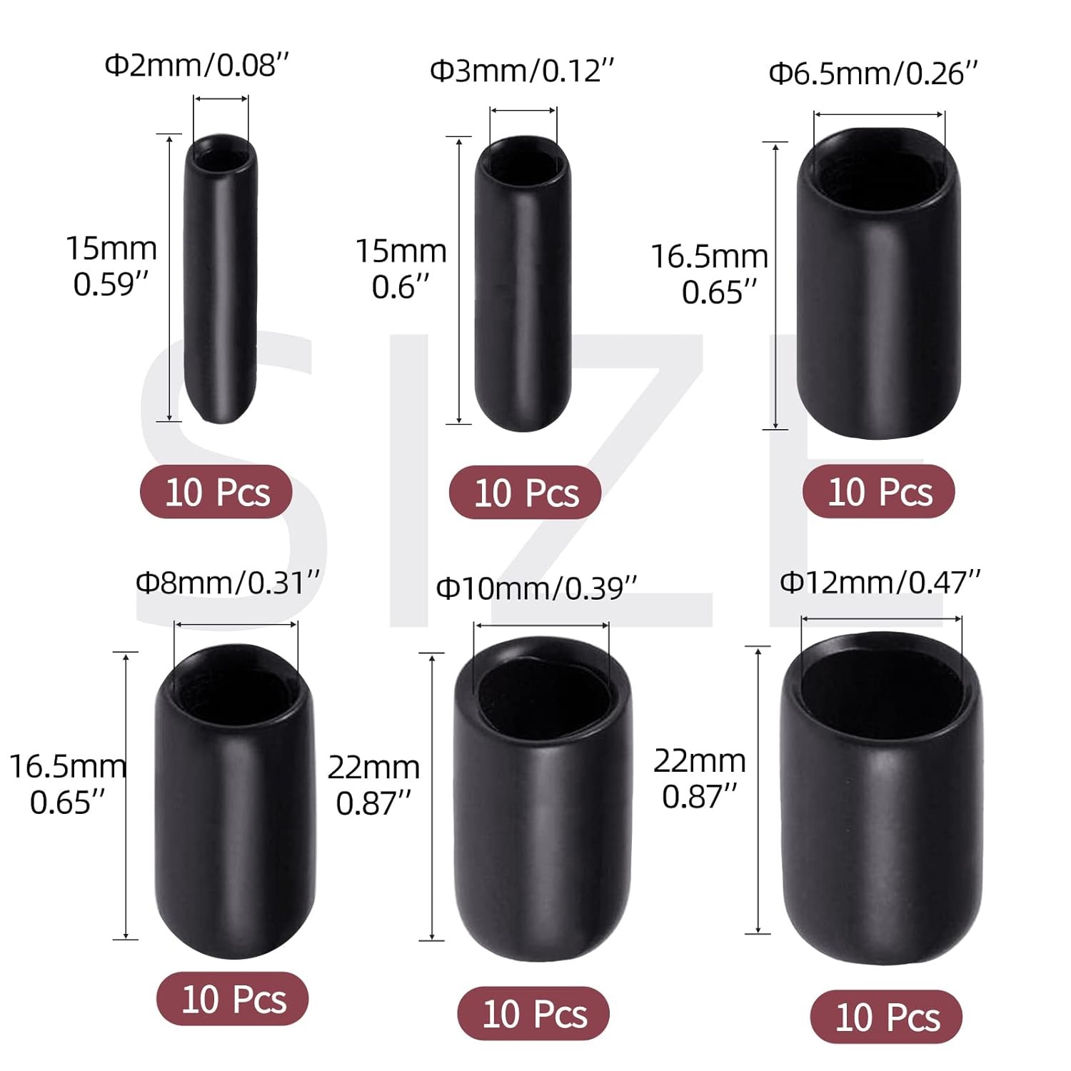 Aleric Rubber End Caps – 60pcs Flexible Screw Thread Protector Covers Black