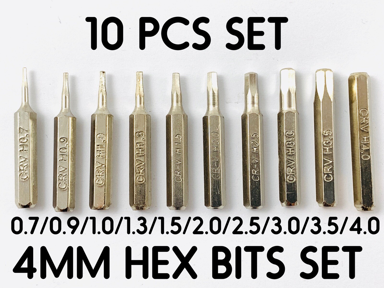 Hex 4mm micro Bit Set H0.7,H0.9,H1.0 H1.3,H1.5,H2.0,H2.5,H3.0,H3.5,H4.0 System 4