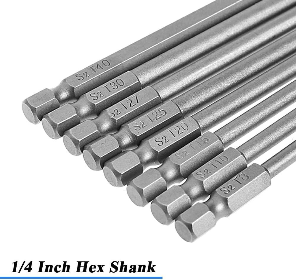 Single Magnetic Torx Bit Security Pin 50-200mm Screwdriver 1/4″ Hex Star T6-T40