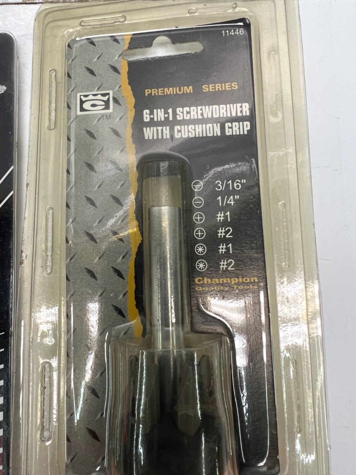 2 champion 6 in 1 screwdriver with cushion grip & 1 hawk magnet 8lb pick up tool
