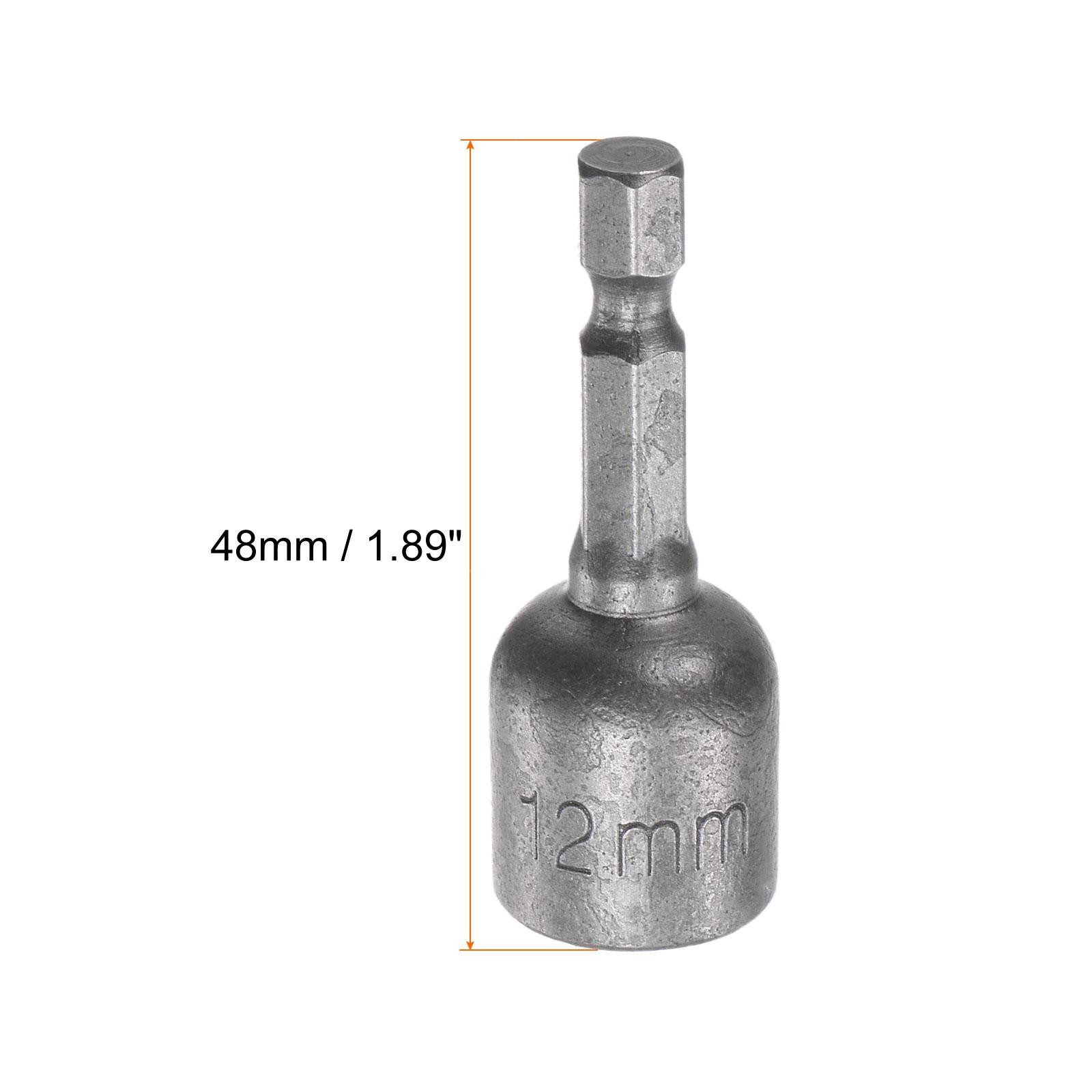 2pcs 1/4″ Quick-Change Hex Shank 12mm Magnetic Nut Driver Bit 1.89″ Length