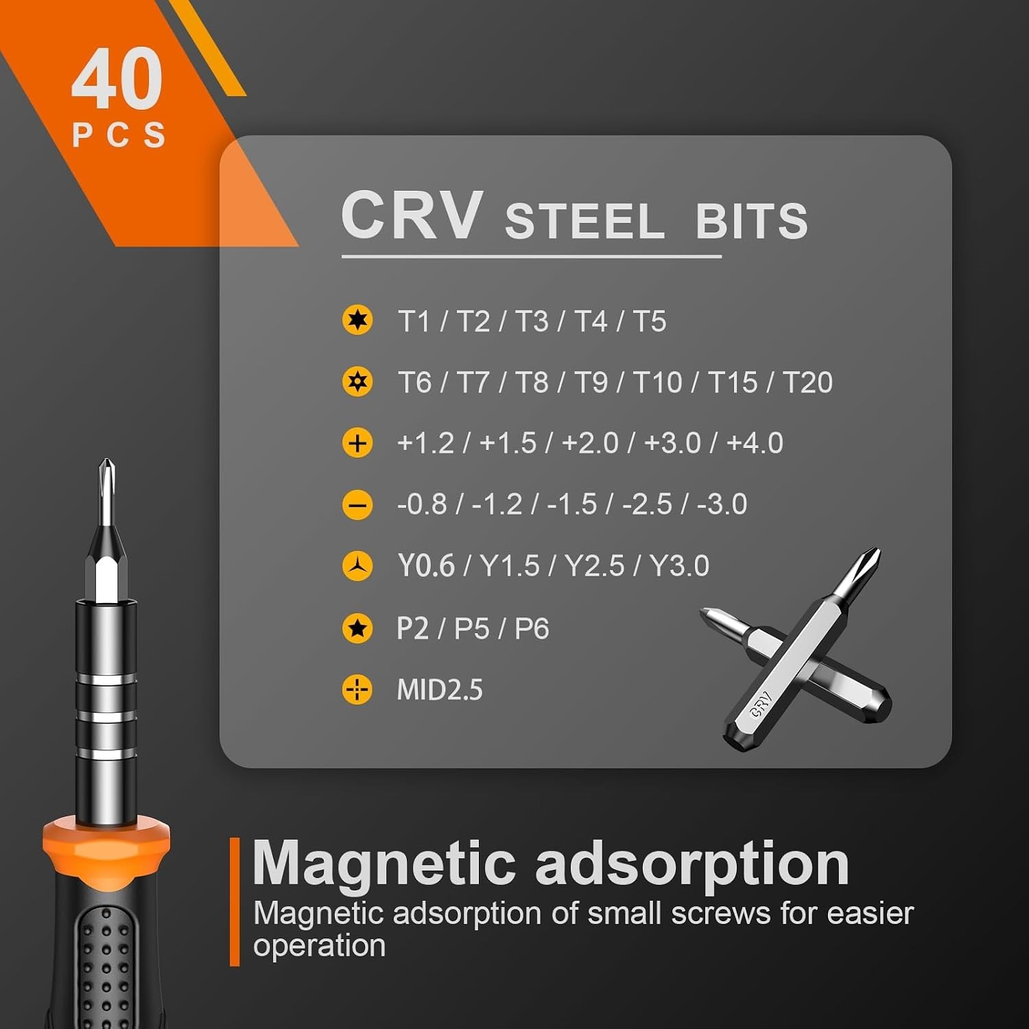 40Pc Tool Precision Screwdriver Set Torx Triwing Repair Kit for Phones Laptop PC