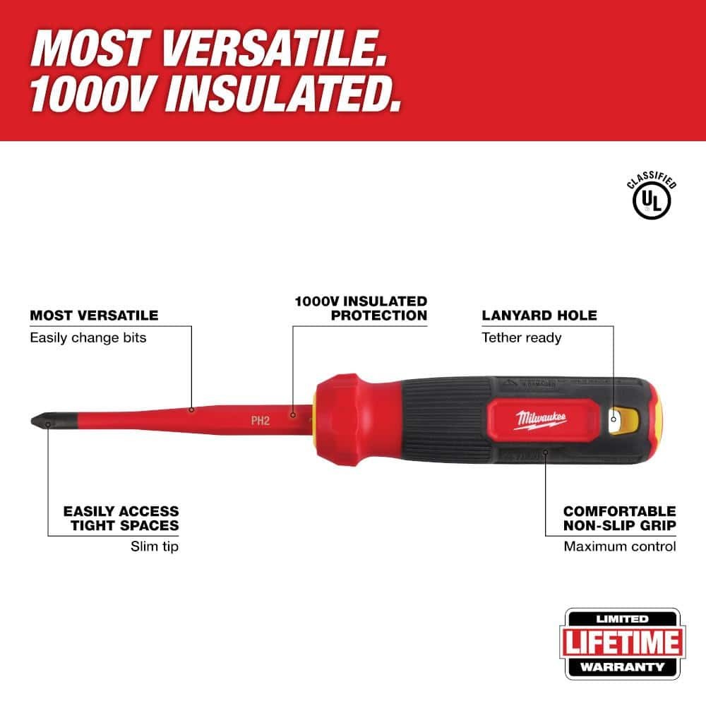 Milwaukee 4-in-1 1000V Insulated Slim-Tip Multi-Bit Screwdriver
