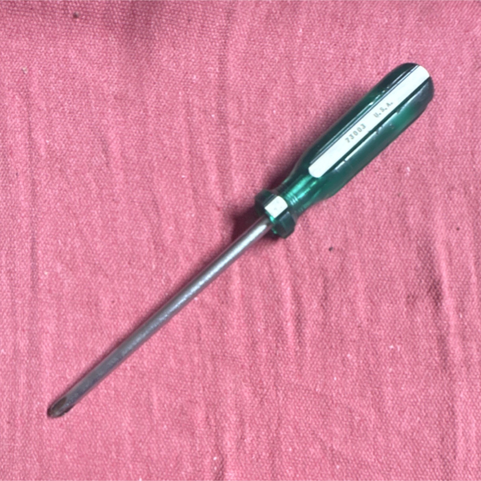 SK 73003 Long Shaft Phillips Screwdriver Green Handle Steel Plastic