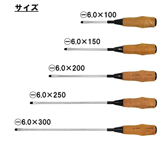 Champion Tools/no1800fw-m-100-150-200-250-300 Woody Handle Minus Driver 5-pc Set