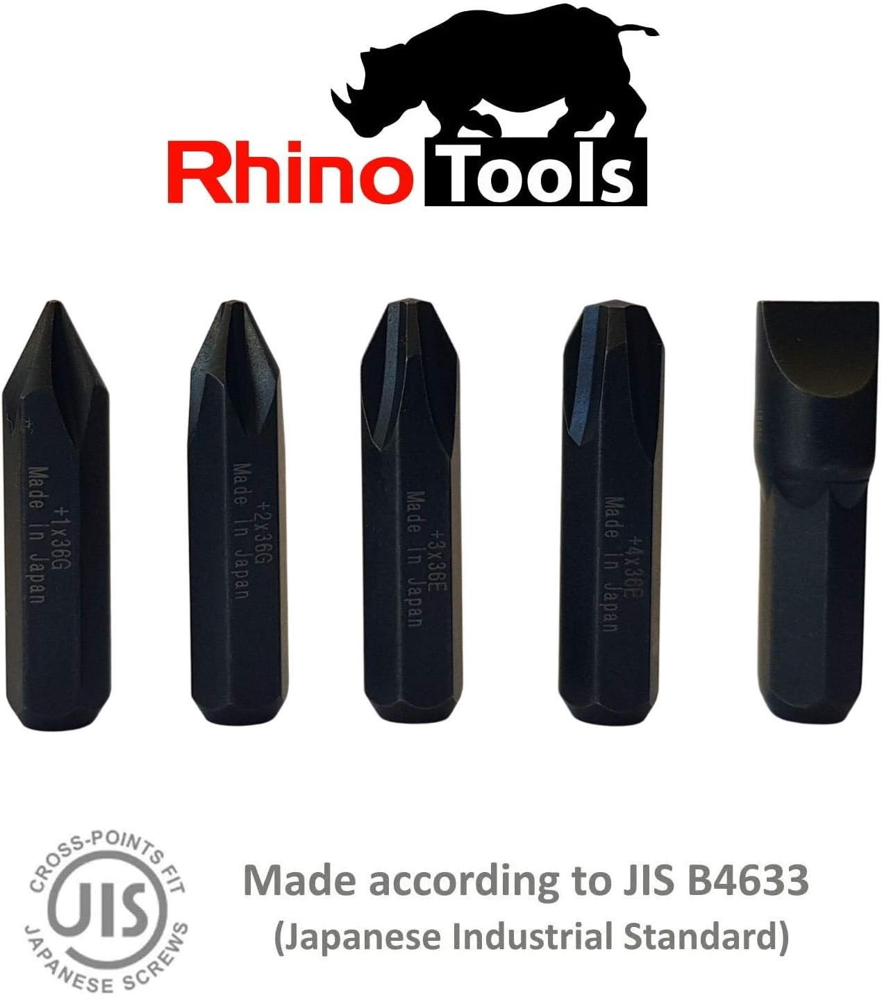5/16 JIS Impact Screwdriver Bits | Made in Japan | +1 +2 +3 +4-10 (36Mm Long)