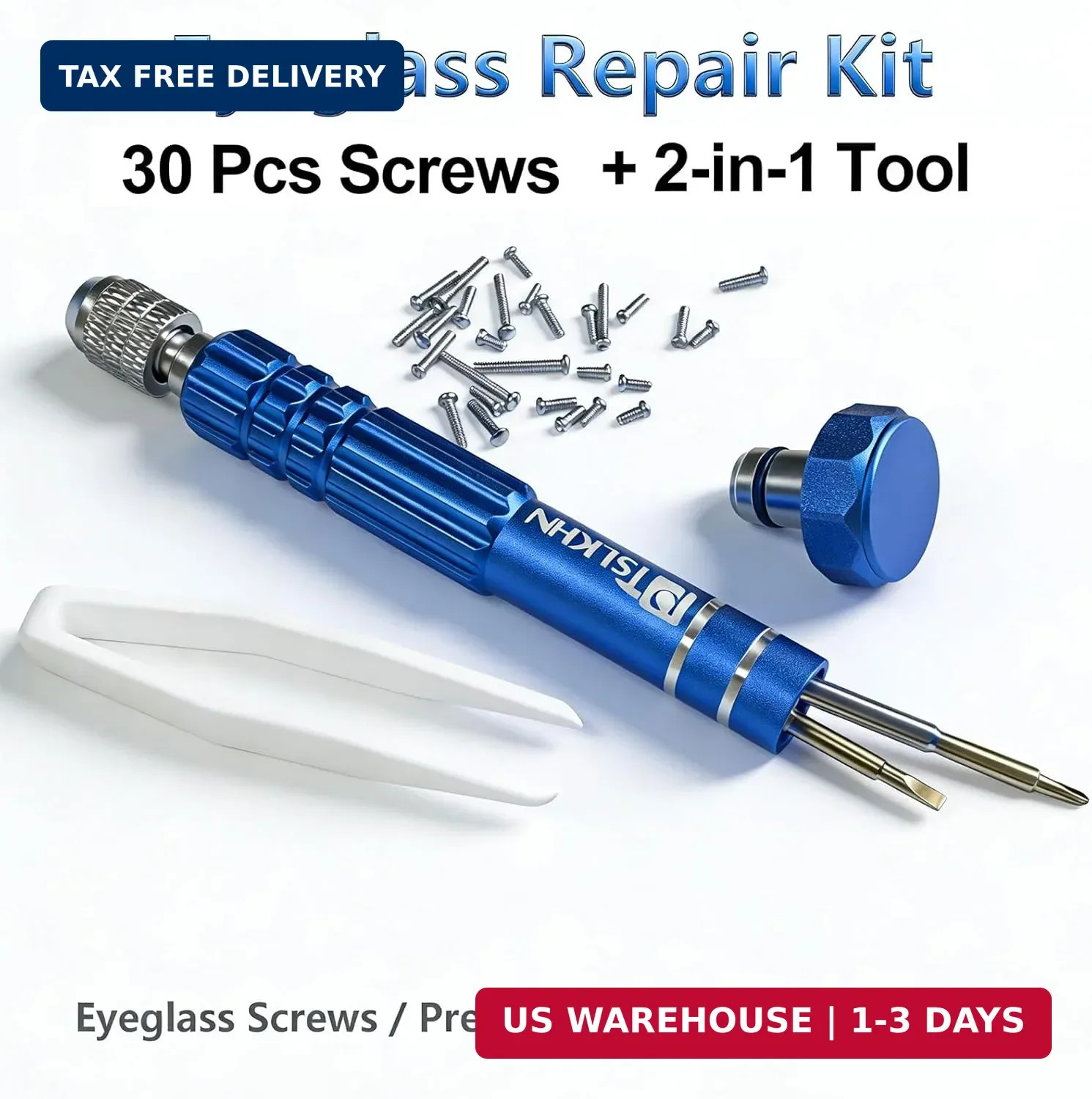 PTSLKHN Eye Glass Repairing Kit, S2 Steel Screwdriver with 15 Types of Screws, P