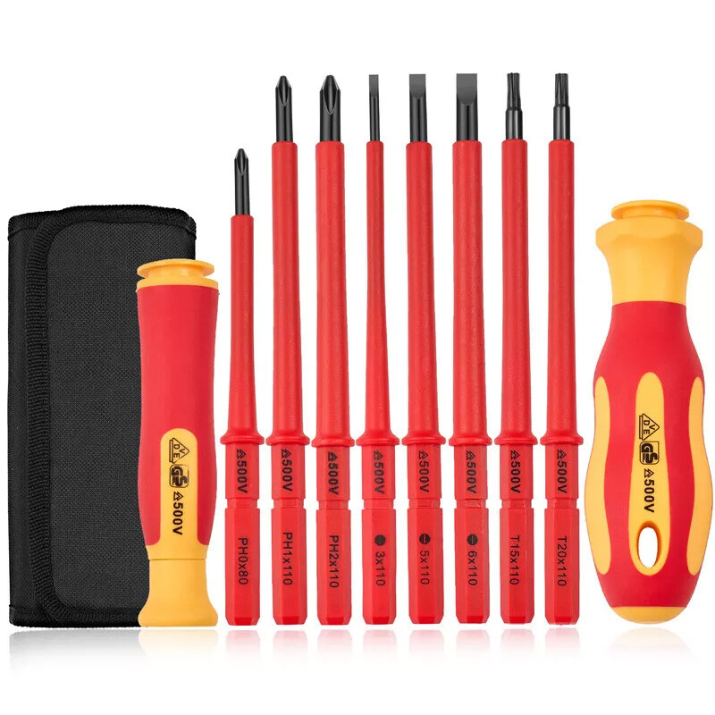 10pc Electrician’s Insulated Magnetic Electrical Hand Screwdriver Tool Set New