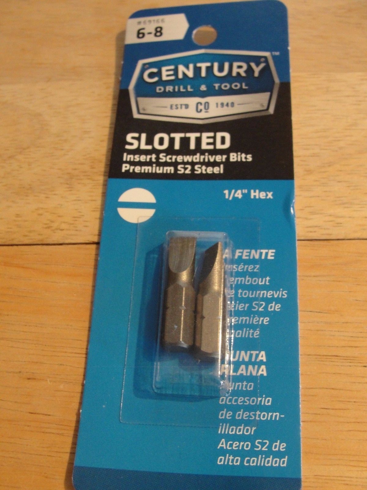 Century Drill and Tool 69166 Premium S2 Steel Slotted Insert Screwdriving Bit6-8