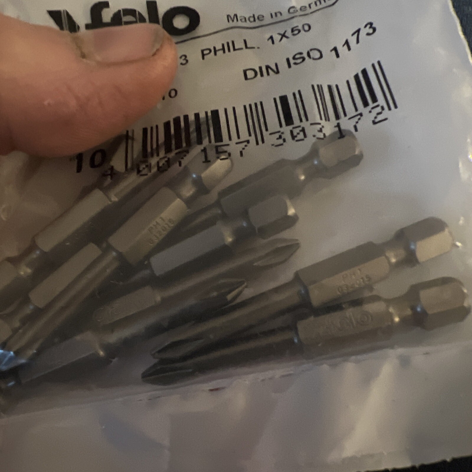 Phillips Bit 1 x 50 mm Pack of 10 Felo Bit E 6,3 Industrial Made in Germany