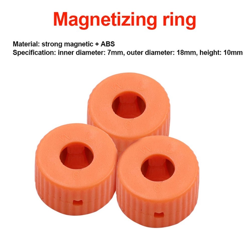 Orange Magnetic Ring Pick Up Tool for Efficient Magnetization Set of 5