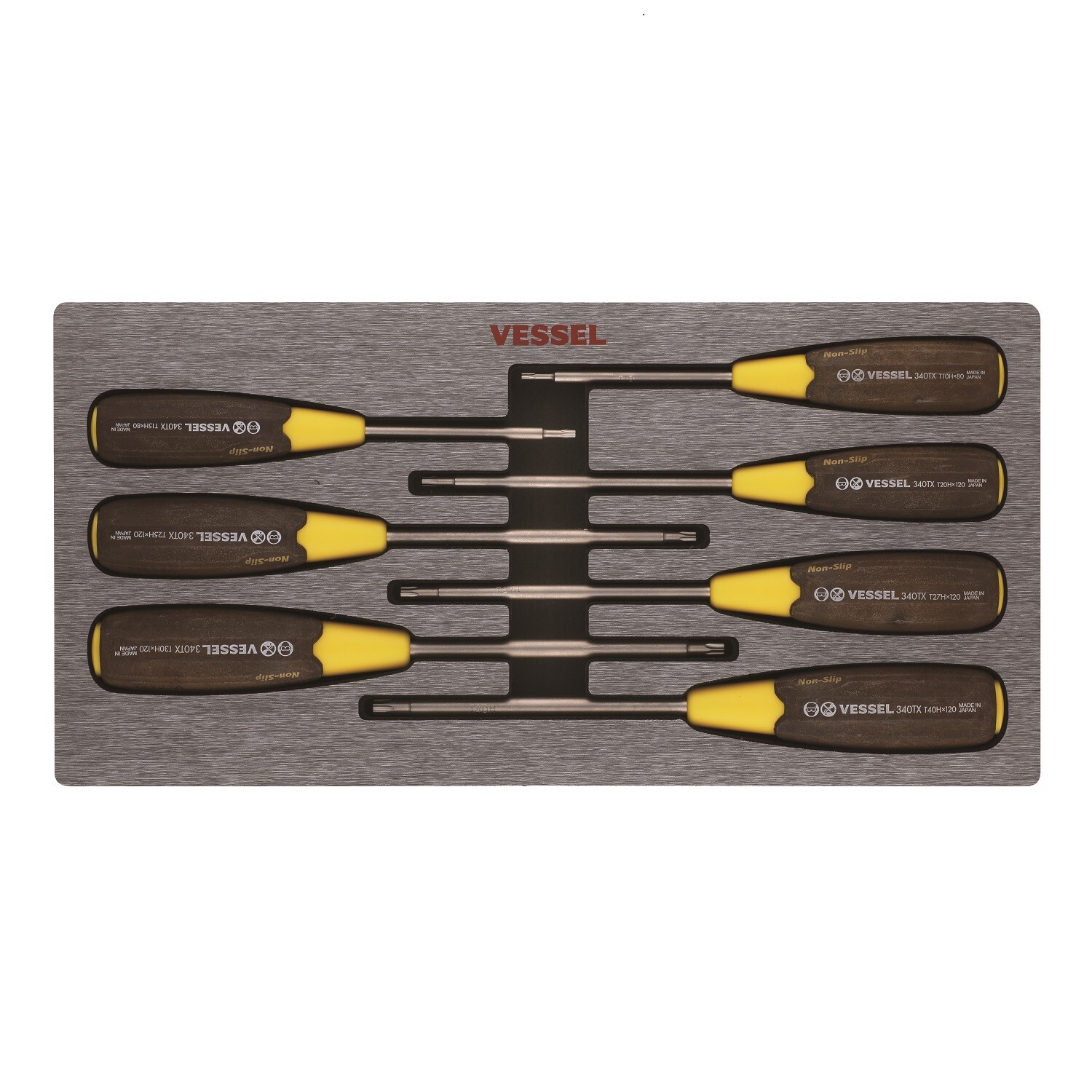 Vessel 7pc Non-Slip Torx Tamperproof Security Screwdriver Set Wood Composite