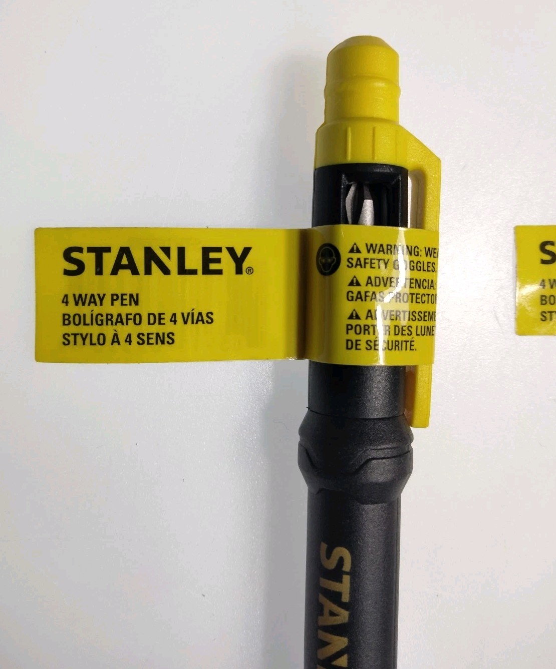 Mini 4-Way Pen 5/32 in 1/8 Flathead Phillips Head Screwdriver Small Black Yellow