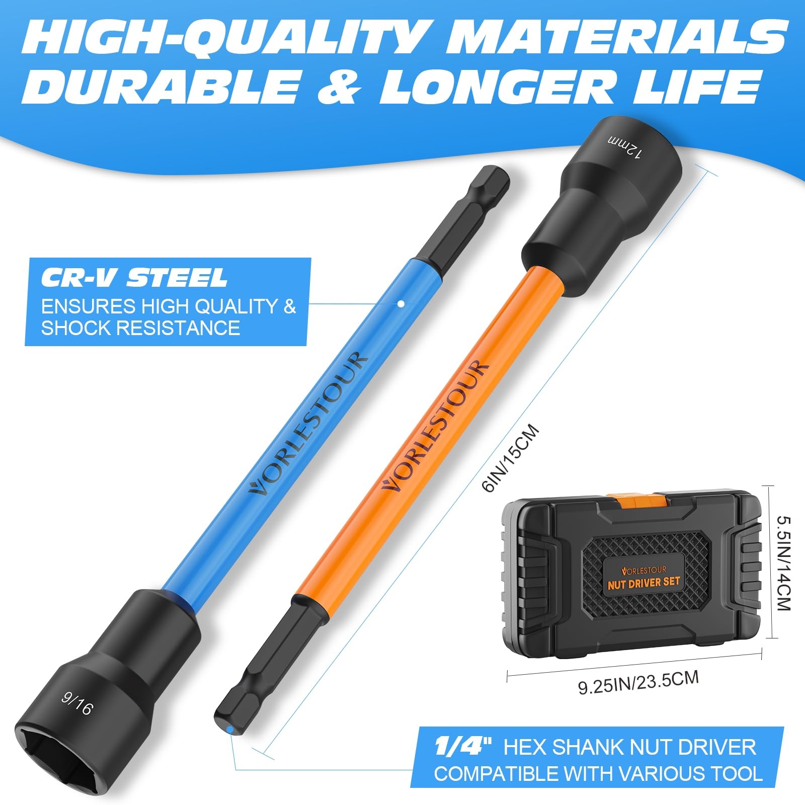 12PCS Nut Driver Set for Impact Drill, Magnetic SAE/Metric 1/4″ Hex Shank Nut…