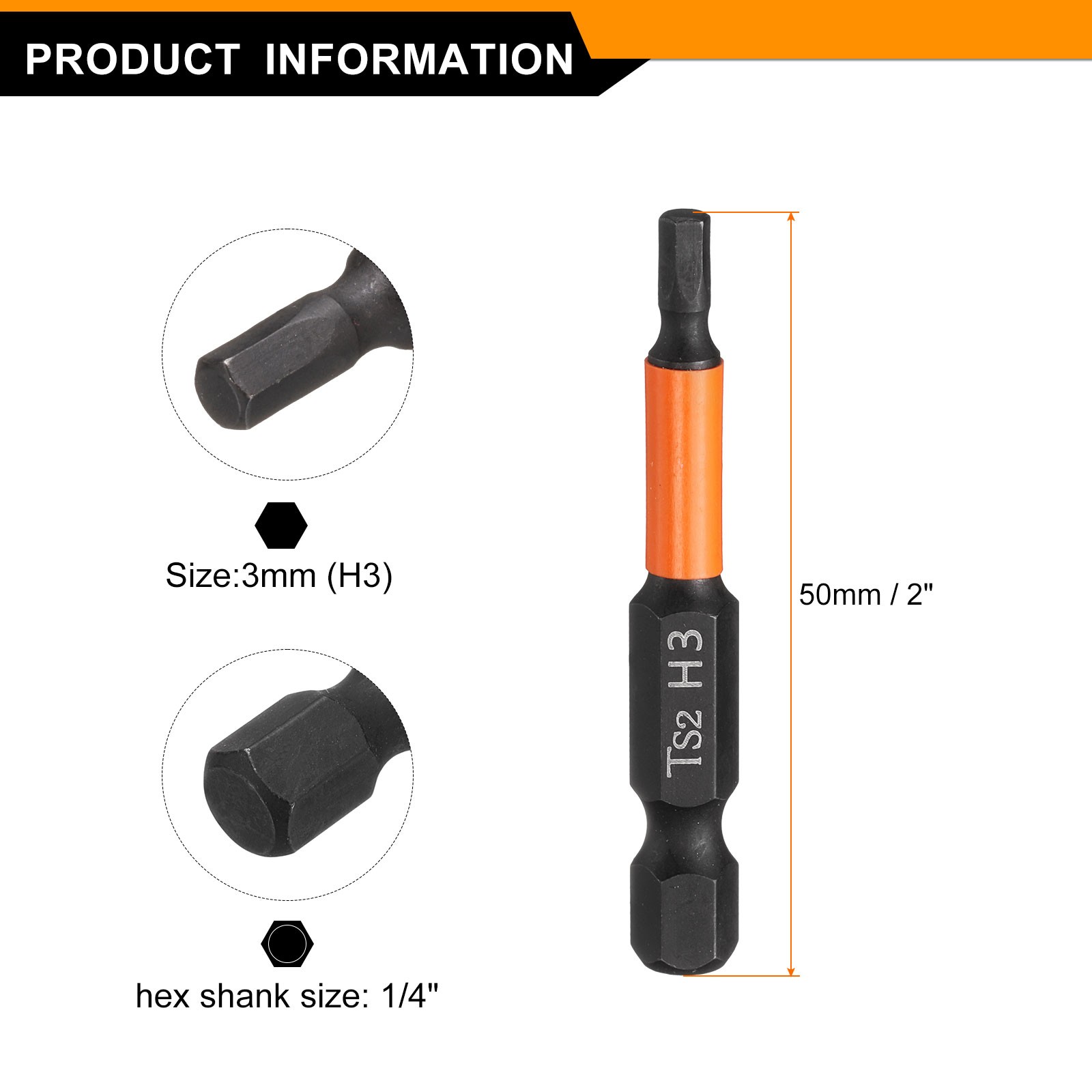 10 Pcs 3mm Hex Head Wrench Drill Bit 50mm Length Magnetic Bits for Woodworking