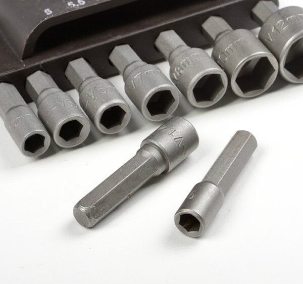 14pc Power Nut Driver Set Dual Metric MM & Standard SAE 1/4″ Shank Power Tool