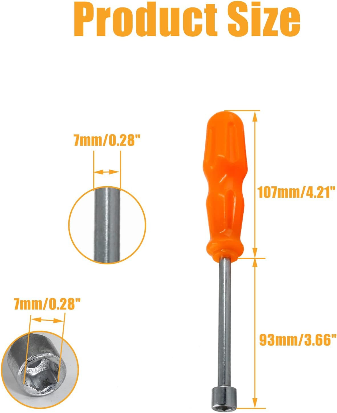 7Mm Socket Wrench Screwdriver, High-Carbon Steel Hexagon Nut Driver Non-Magnetic